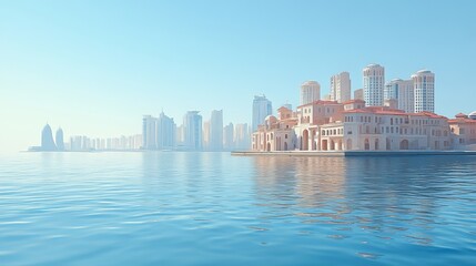 Fototapeta premium Panoramic view of sparkling buildings