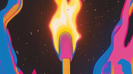 Close Up of a Burning Match Against a Dark Background Fire in Darkness Illuminating a Philosophical Concept Macro Photography Copy Space