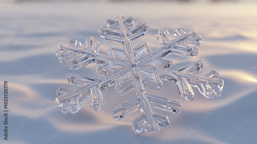 Aufkleber 3D visualization of a large snowflake resting on the surface
