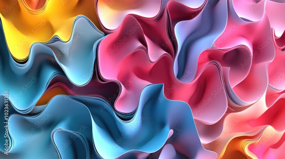 Aufkleber Colorful abstract fractal shapes create a chaotic texture featuring a 3D rendered illustration pattern