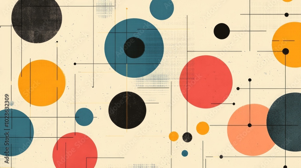 Poster Ai Generated Imagery Ai Generative Art Business Networking Connections Tech Graphics Design Abstract Geometric Patterns Network Textures Vibrant Color Palette
