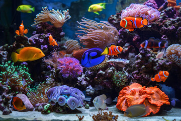 Fototapeta premium Colorful Fish and Coral Reef