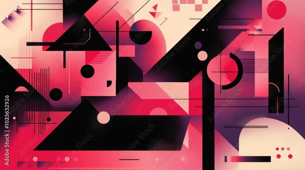 Poster Abstract modern artwork featuring a unique composition of geometric shapes and elements Minimalist geometric vector background design