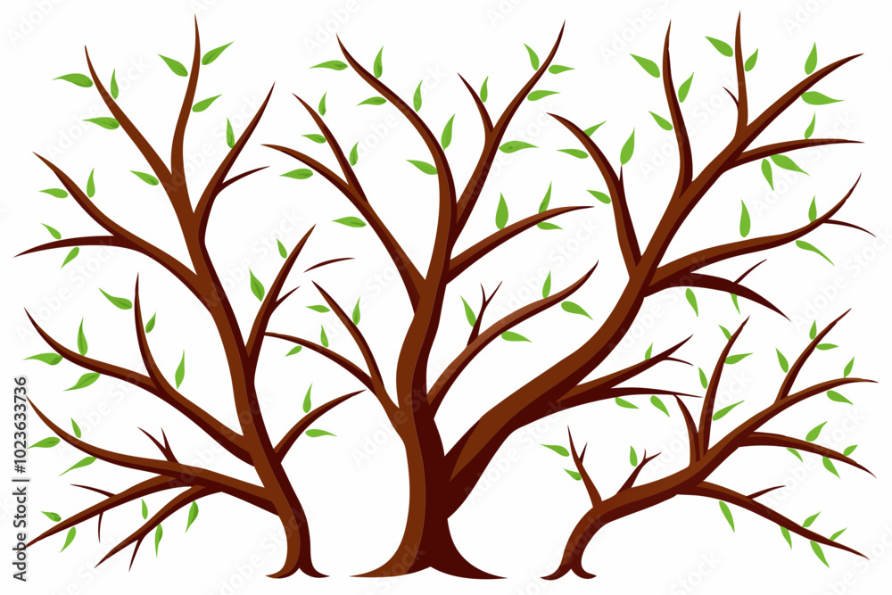 Sticker Vector illustration of leafy tree branch against a white background