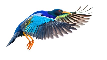 Obraz premium Purple Gallinule Bird Flying White Background, Photo Realistic, Pattern Background, Wallpaper, Cover and Screen for Smartphone, PC, Laptop, 9:16 and 16:9 Format