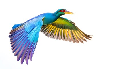 Obraz premium Purple Gallinule Bird Flying White Background, Photo Realistic, Pattern Background, Wallpaper, Cover and Screen for Smartphone, PC, Laptop, 9:16 and 16:9 Format