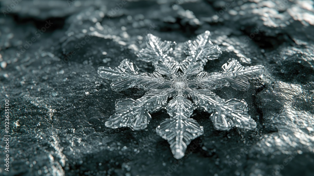 Aufkleber 3D visualization of a large snowflake resting on the surface