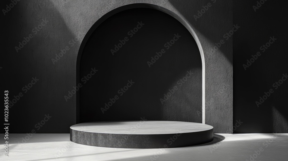 Poster Abstract 3D render featuring a mock up podium designed for product display minimalistic concept geometric backdrop suitable for commercial promotion