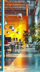 Obraz premium Dynamic Open Office Layout with Vibrant Colors