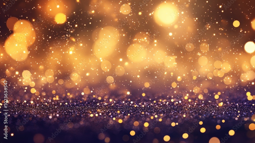 Poster abstract gold blurred background with radiance and glare light bokeh shine glitter copy space premiu
