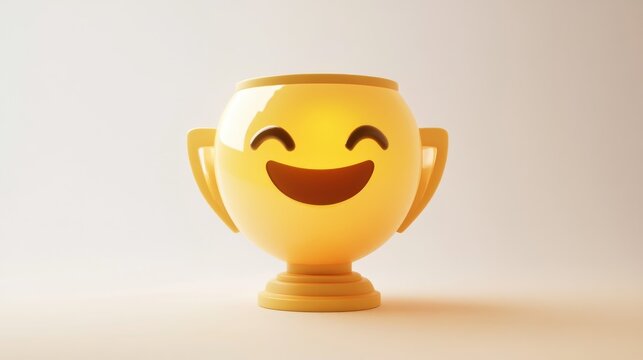 A Golden Trophy Shaped Like a Smiling Emoji