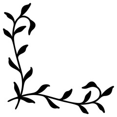 Botanical Border | Corner Frame Design | Elegant Leafy Element | Decorative Vector Artwork