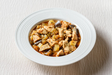 vegetable stew with chicken, sweet potato, eggplant and zucchini