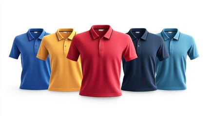 Fashionable shirts of different shades on a white background.