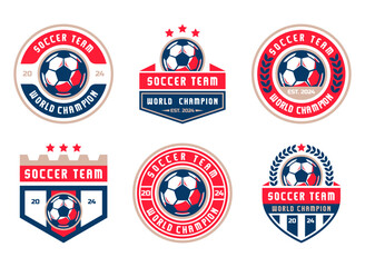 Soccer Logo or football club sign badge template bundle. Football logo with shield background vector design collection