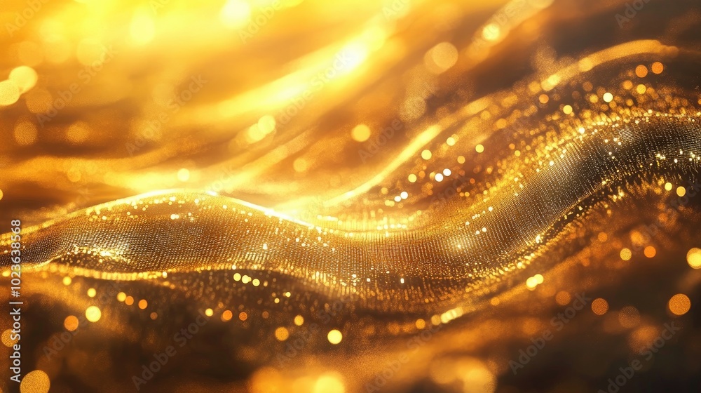 Poster artwork featuring a radiant light effect with a golden design background