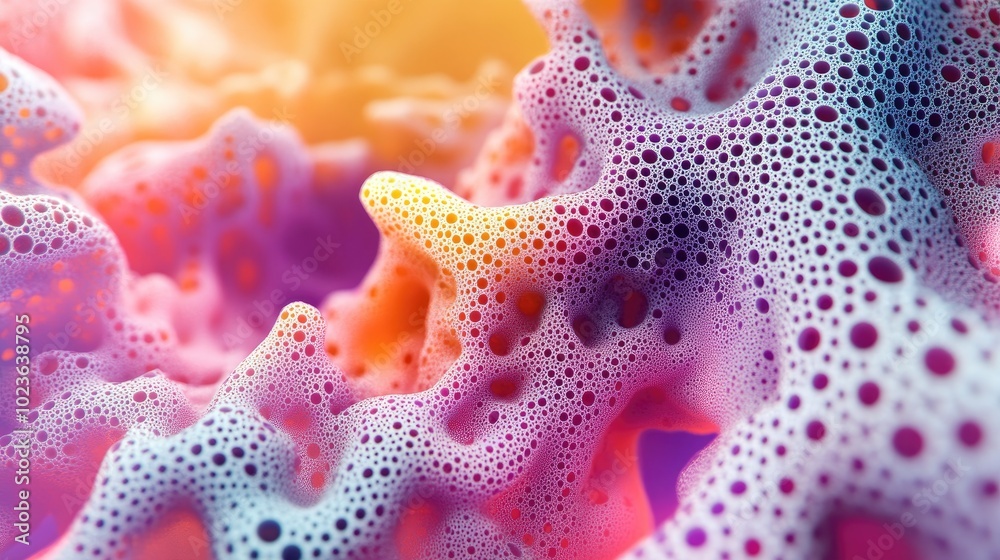 Fototapete Colorful and chaotic abstract fractal pattern Intricate fractal shapes created through 3D rendering suitable for backgrounds or wallpapers
