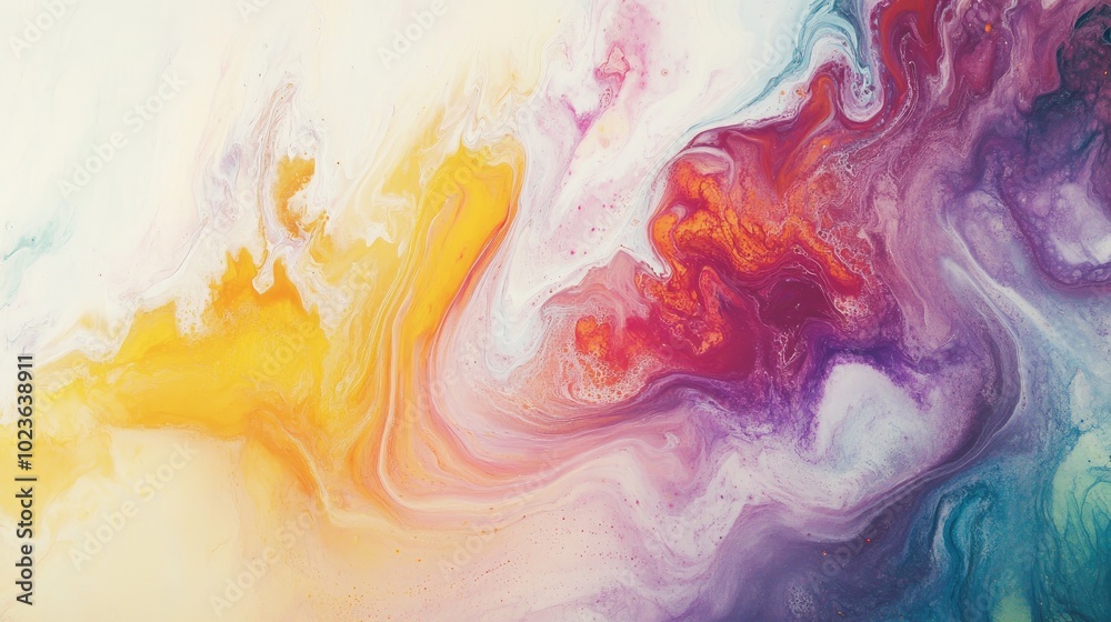 Poster Colorful abstract design featuring a fantasy theme with mixed ink painting creating an illusion of wind and movement