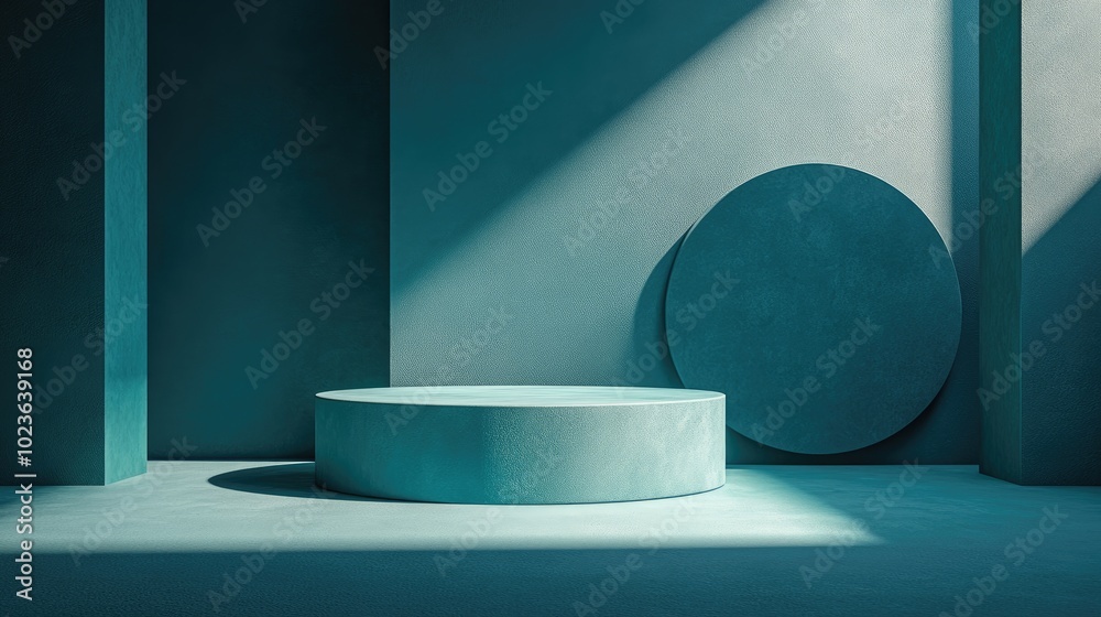Poster Abstract background featuring a geometric podium for product display 3D rendering