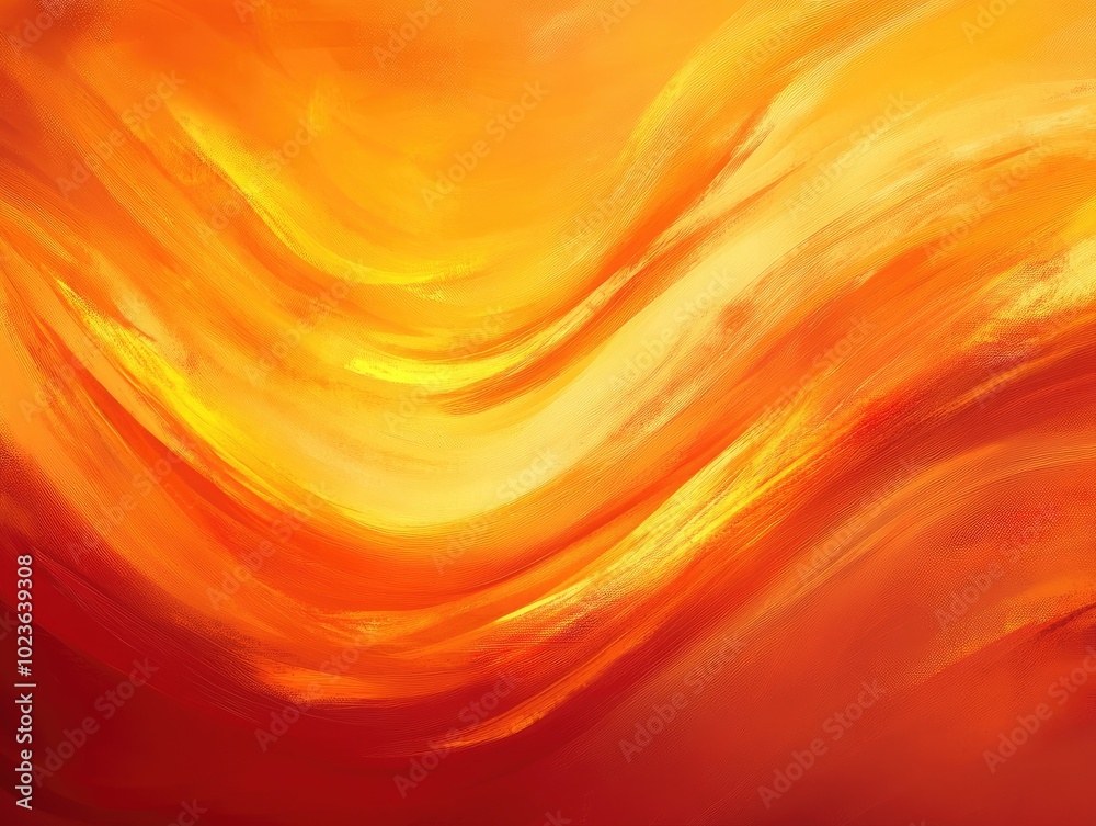 Poster Abstract background painting featuring dynamic lighting effects with blurred orange color waves A luminous template ideal for creative graphic projects