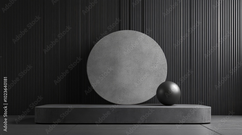 Poster Abstract 3D rendering of a podium for showcasing products featuring a minimalist geometric background