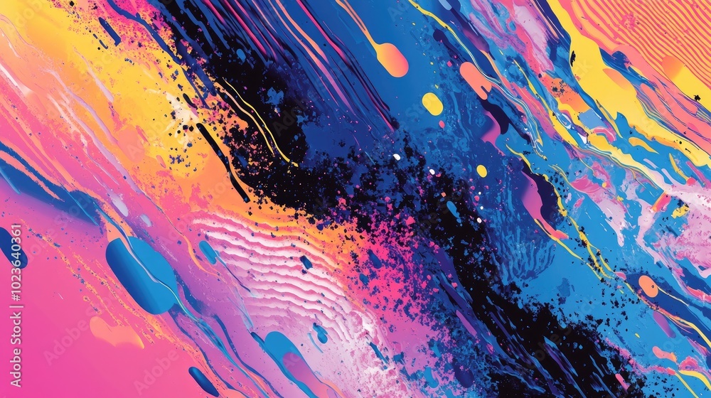 Aufkleber Abstract Digital Glitch Effect Digital Noise Video Damage Wavy Glitch Effect Pixel Distortion Colorful Data Disorder Background Futuristic Design