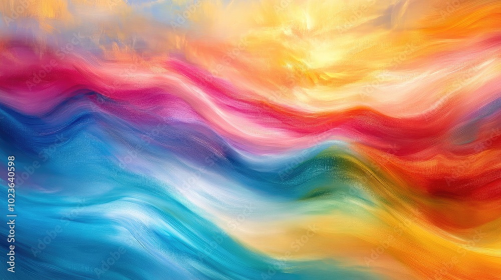 Poster abstract luxury design painting featuring vibrant waves artistic blurred effect creates a dynamic ba