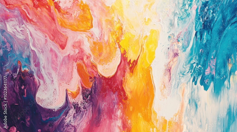 Poster abstract wall painting featuring a vibrant array of colors