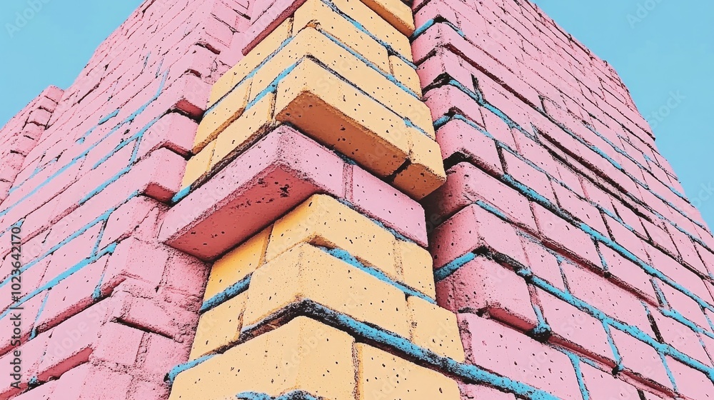 Aufkleber a close up view of a stack of bricks