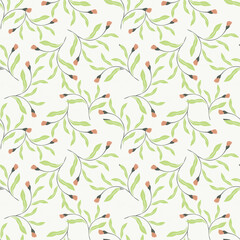 White background vector seamless pattern with delicate flowers for textile and fabric print and other uses.