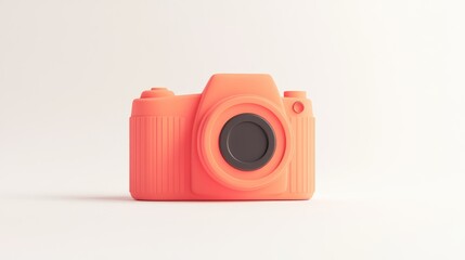 A Coral-Colored 3D Render of a Simple Camera