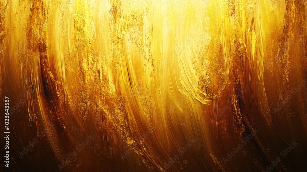 Poster Abstract painting of a luxurious golden curtain featuring a dramatic and modern design high quality 3D rendering graphic element for creative backgrounds and materials