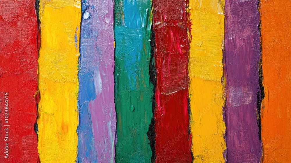 Poster abstract painting featuring a vibrant and unique pattern of colorful stripes