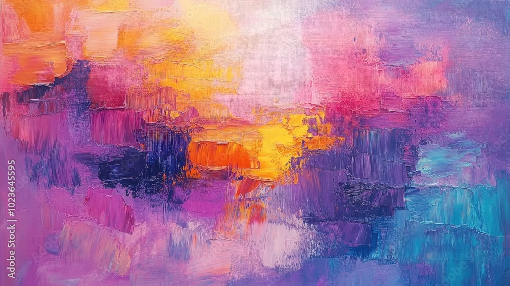 Poster Abstract oil painting with a vibrant color texture featuring modern brushstrokes creating a dynamic background illustration on canvas