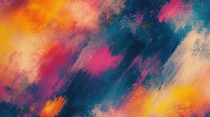 Abstract psychedelic background featuring chaotic multicolor brush strokes