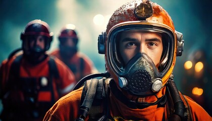Rescue diver with team in the background during an operation