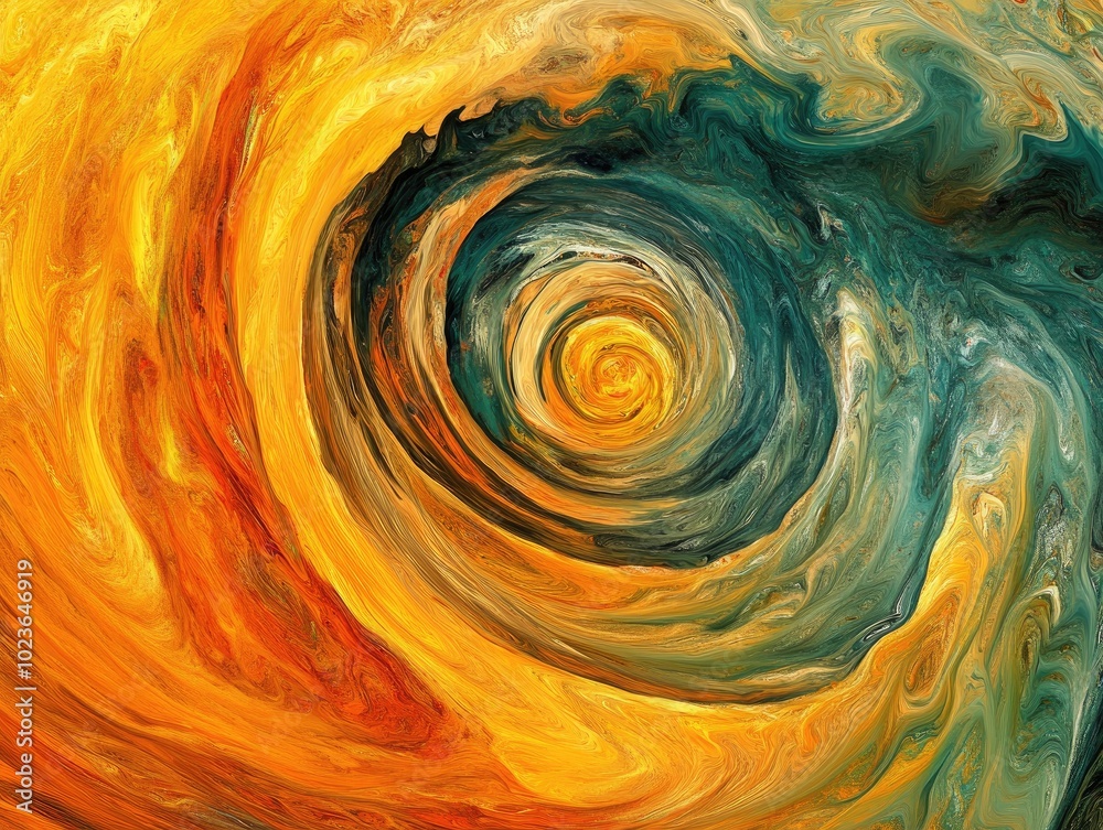 Aufkleber Abstract swirling background with liquid paint texture in an expressionist style Creative marble like design featuring fluid graphics and vibrant warm colors Fantasy vortex elements included