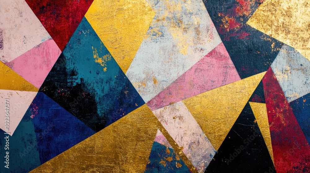Poster abstract background painting featuring geometric art with a golden texture suitable for designs prin