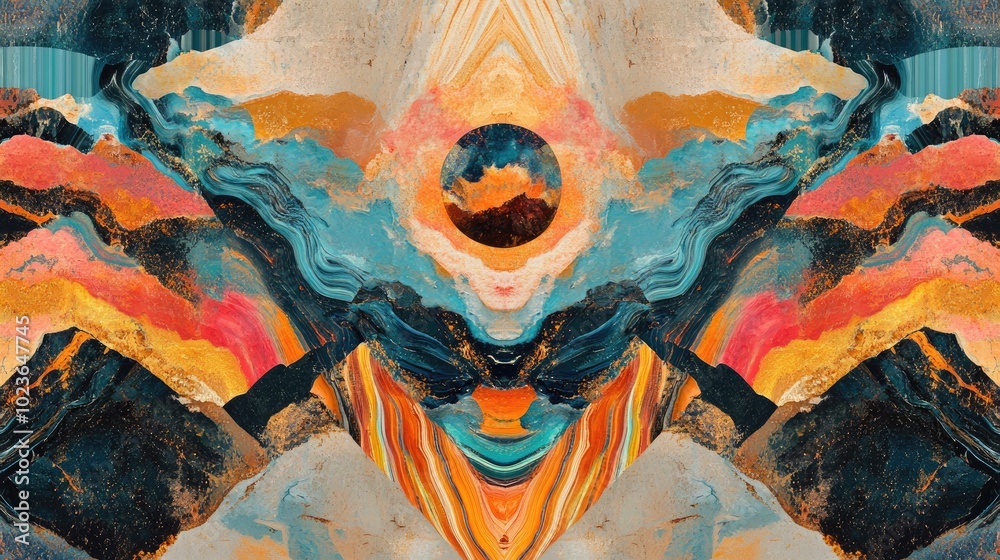 Poster abstract fantasy marble illustration featuring a digital art technique with ethnic style and modern 