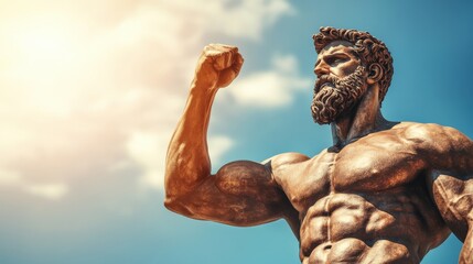 Fototapeta premium A statue of a man with a muscular body and a beard