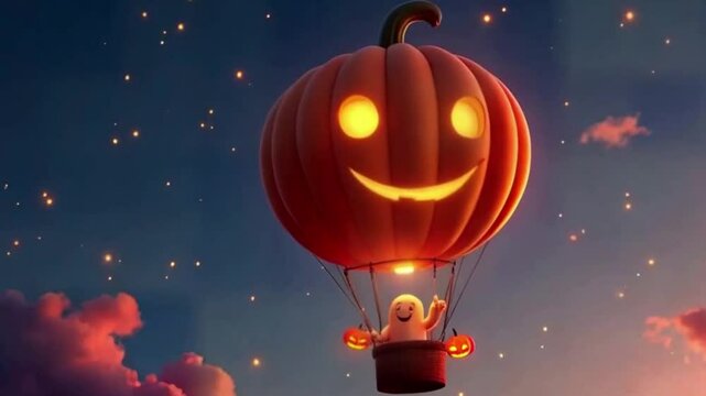 Happy Halloween greeting with pumpkins. Holiday halloween animation background. 