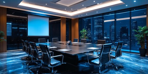 Modern Conference Room with Cityscape View