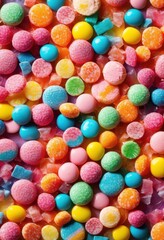 Fototapeta premium stunning display colorful candy arranged aesthetically brightly textured background surrounding vibrant feast eyes, rainbow, lgbtq, lgbt, pride, love