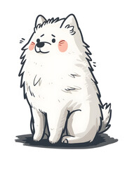 Obraz premium Take a moment to appreciate the heartwarming picture of a sweet, white dog with rosy cheeks that exudes joy and cheer with its delightful appearance and amiable expression