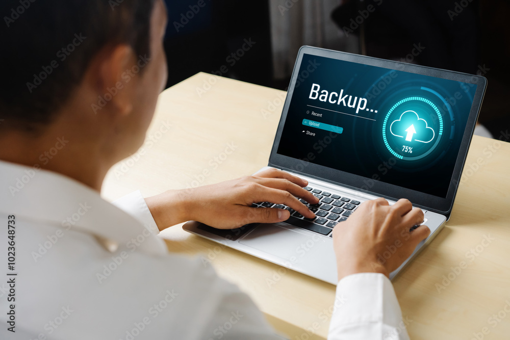 Poster backup storage data internet technology business concept. database storage cloud technology file dat