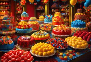 eye catching display assorted confectionery vivid color splash artistic arrangement treats, candy, candyland, confections, dessert, desserts, colorful