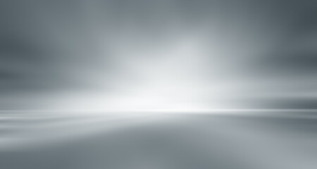 Empty white studio background. Design for displaying product. White grey perspective flow waves background. Abstract creative interior. Modern business style. 
