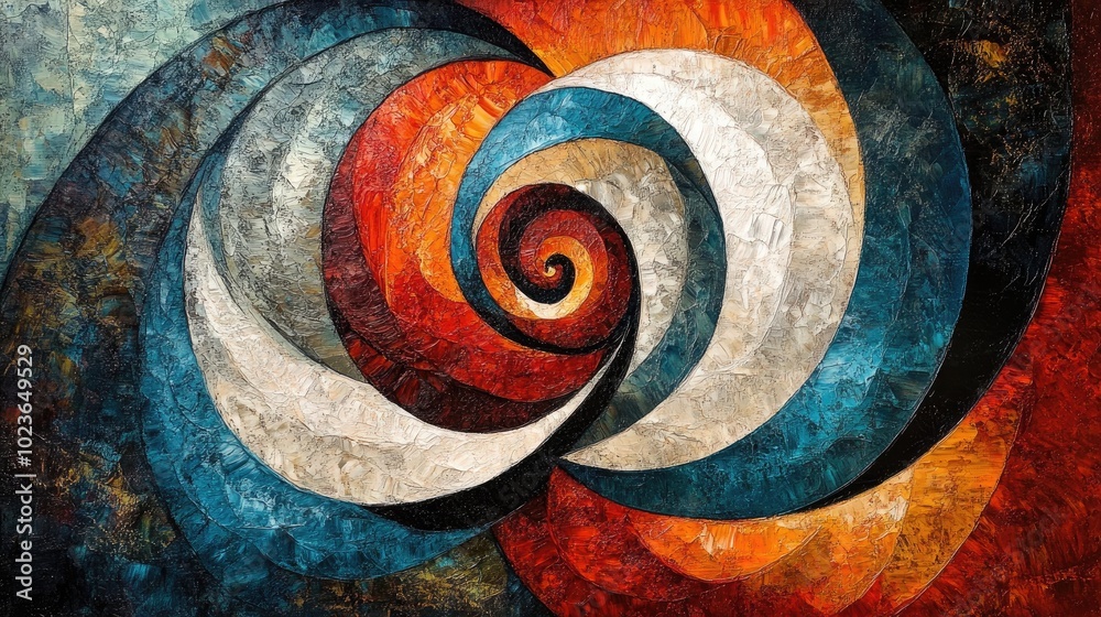 Poster abstract artwork featuring a swirling pattern