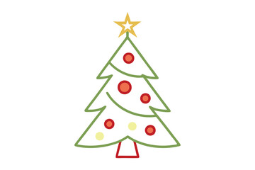 Christmas tree vector line art