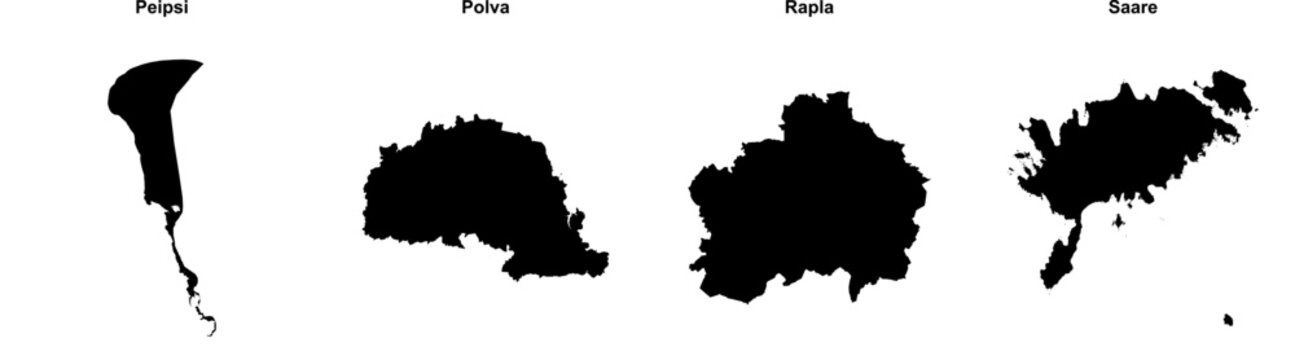 Peipsi, Polva, Rapla, Saare outline maps